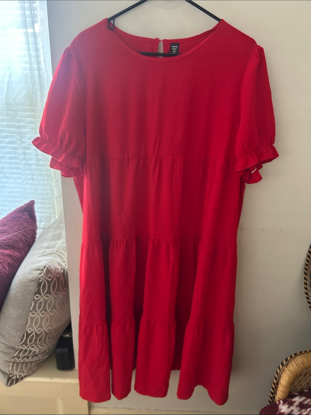 SHEIN Curve Bold Red Round-Neck Dress